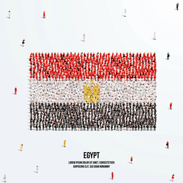 Bandera Egipto Gran Grupo Personas Forman Para Crear Forma Bandera — Vector de stock