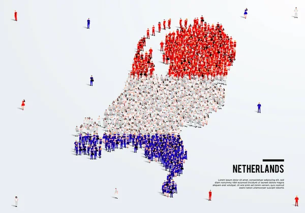 Niederlande Karte Und Flagge Eine Große Gruppe Von Menschen Den — Stockvektor