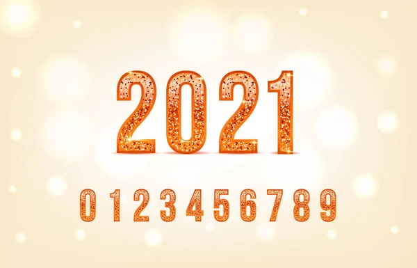 2021 Набор Медных Бронзовых Чисел Векторное Бронзовое Число Металлический Дизайн — стоковый вектор