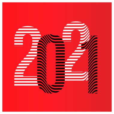 2021 metin tasarımı. 2021 yılının iş günlüğünü iyi dileklerle gizle. Broşür tasarım şablonu, kart, afiş. Vektör çizimi. Kırmızı arkaplanda.