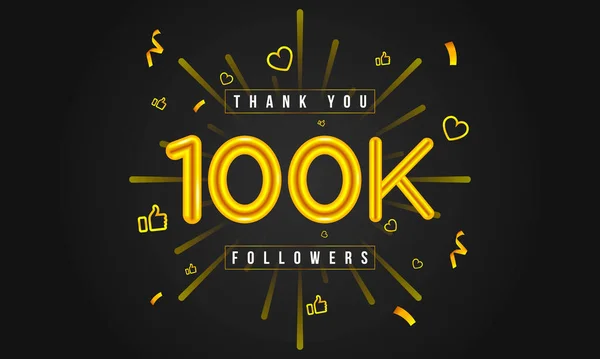 Thank You 100K Followers Design Celebrating 100000 One Hundred Thousand — Stock Vector