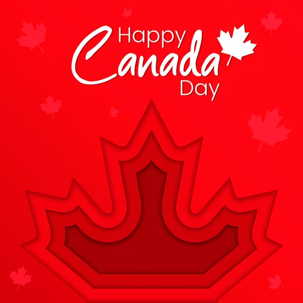 Kanada Günü Nde Kırmızı Kağıt Kesimli Kanada Akçaağaç Yaprağı Taşıyıcı — Stok Vektör