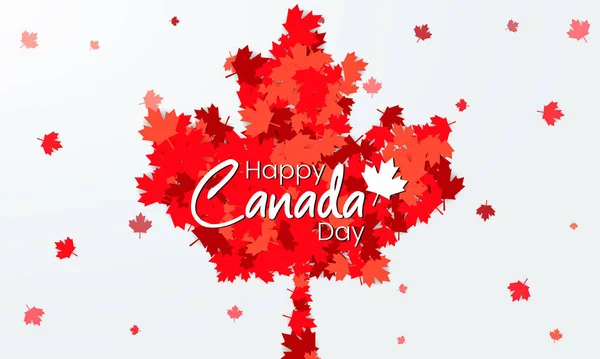 Happy Canada Day Diseño Tarjetas Felicitación Con Hoja Arce Rojo — Vector de stock