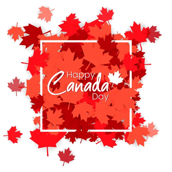 Happy Canada Day Diseño Tarjetas Felicitación Con Hoja Arce Rojo — Archivo Imágenes Vectoriales