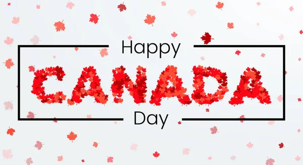 Happy Canada Day Diseño Tarjetas Felicitación Con Hoja Arce Rojo — Vector de stock