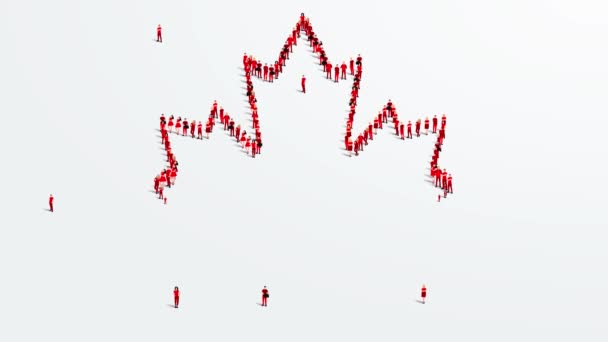 Happy Canada Day Greeting Animation Video Large Group People Forms — Stock Video