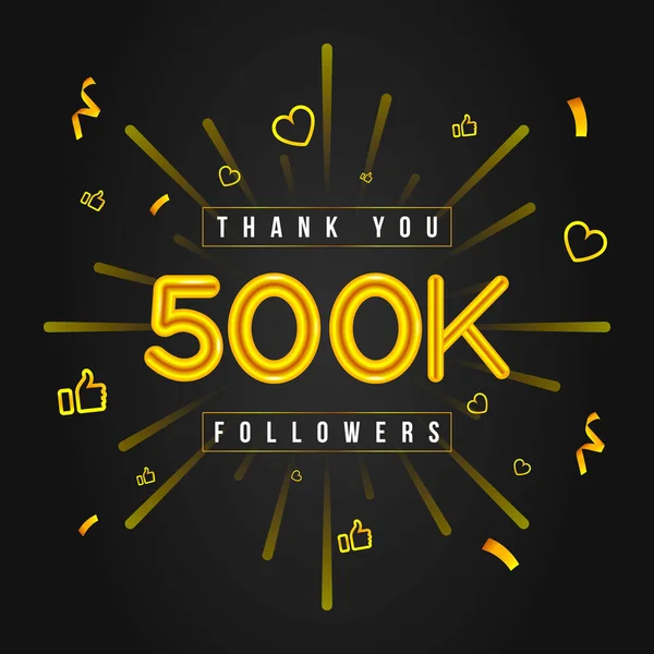 500Kフォロワーデザインありがとうございます 50万人か50万人の信者を祝う ベクターイラスト — ストックベクタ