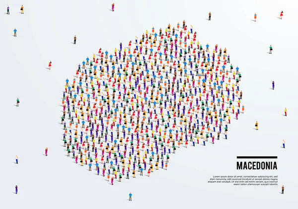Mapa Macedónia Grande Grupo Pessoas Formam Para Criar Uma Forma — Vetor de Stock
