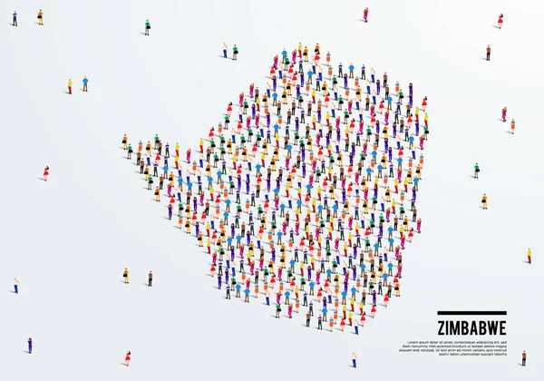 Carte Zimbabwe Grand Groupe Personnes Forment Pour Créer Une Forme — Image vectorielle