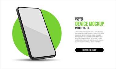 Gerçekçi akıllı telefon düzeneği modeli. Boş ekran izole şablona sahip cep telefonu çerçevesi. Siyah vektör cep telefonu kavramı