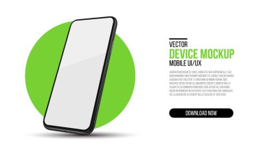 Gerçekçi akıllı telefon düzeneği modeli. Boş ekran izole şablona sahip cep telefonu çerçevesi. Siyah vektör cep telefonu kavramı