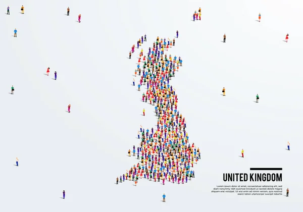 Anglia Lub Zjednoczone Królestwo Mapa Duża Grupa Ludzi Tworzy Brytyjski — Wektor stockowy