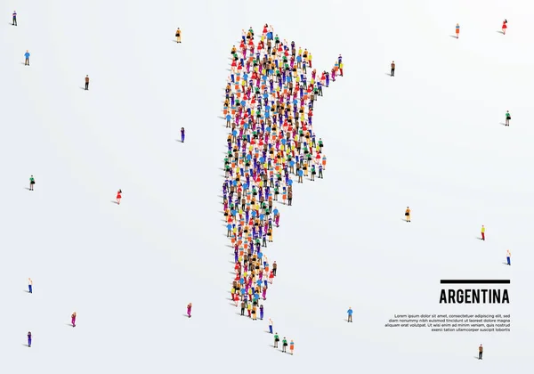 Argentina Karta Stor Grupp Människor Bildas För Att Skapa Form — Stock vektor