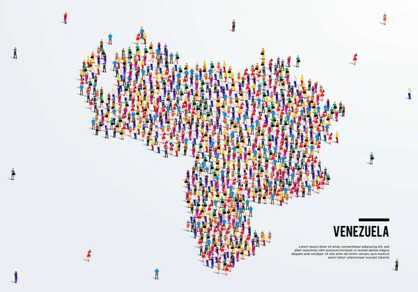 委内瑞拉地图 一大批人形成了一个委内瑞拉地图的形状 矢量说明 — 图库矢量图片