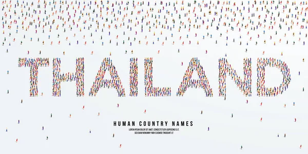 Nombre País Humano Tailandia Gran Grupo Personas Forman Para Crear — Vector de stock