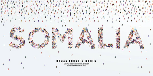 Nombre País Humano Somalia Gran Grupo Personas Forman Para Crear — Vector de stock