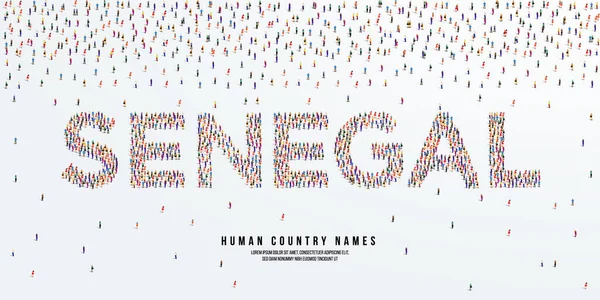 Mänskligt Landnamn Senegal Stor Grupp Människor Bildas För Att Skapa — Stock vektor