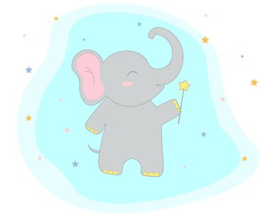 Sihirli değneği olan sevimli bir fil.