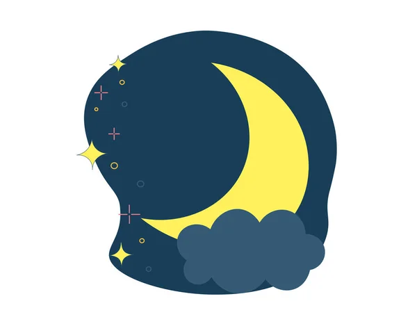 Měsíc Mrakem Obklopený Hvězdami Modrém Pozadí — Stockový vektor
