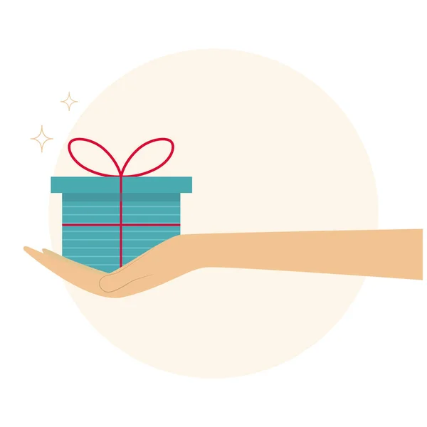 Hand with a gift. Idea for a greeting card — Stock Vector