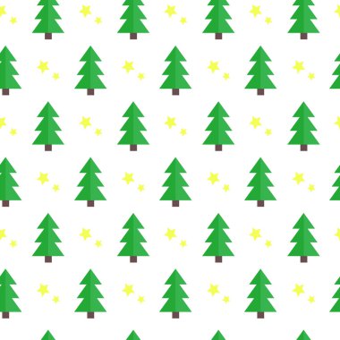 Ağaçlar ve yıldızlarla kusursuz bir Noel deseni