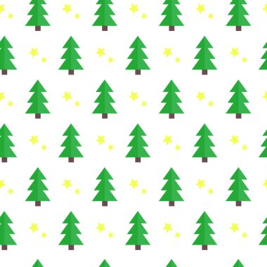 Ağaçlar ve yıldızlarla kusursuz bir Noel deseni