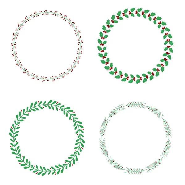 Christmas colorful floral wreath vector icons set — Stock Vector