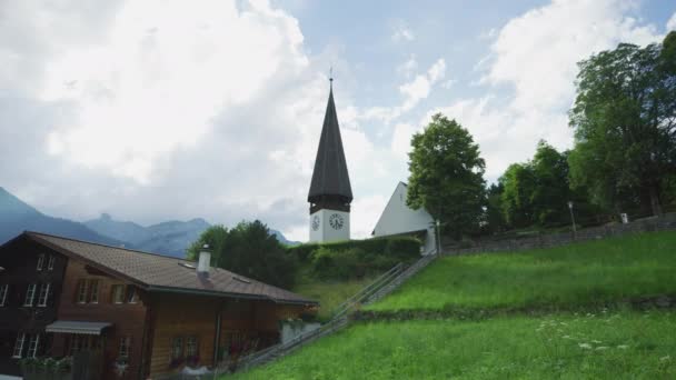 Kerk Wengen Zwitserland — Stockvideo