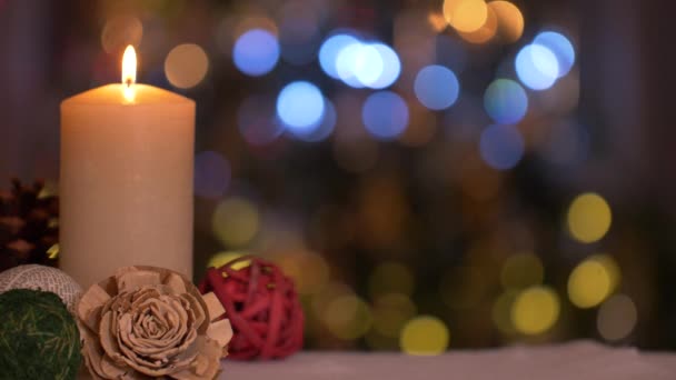 Свічка Горить Різдвяний Орнамент — стокове відео