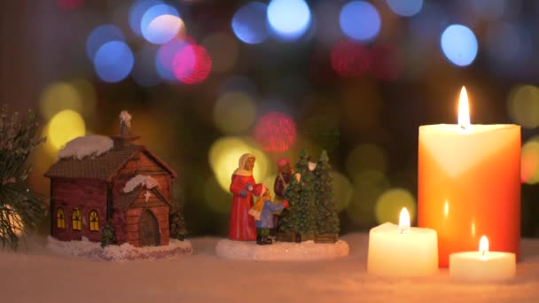 クリスマスキャンドルとクリスマスの装飾 — ストック動画