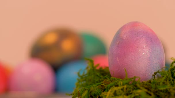 Spřádání Velikonočních Vajec Koncept Dovolených — Stock video
