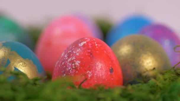 Primo Piano Della Rotazione Delle Uova Pasqua — Video Stock