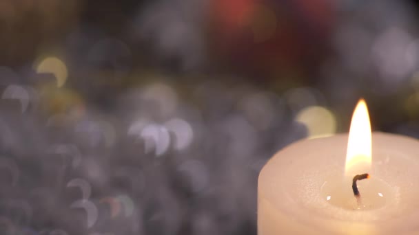 Flame Lit Candle Christmas Background — Stock video