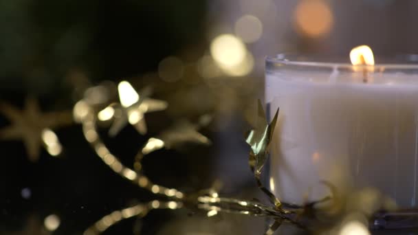 Wazig Beeld Van Candle Christmas Decoration Achtergrond — Stockvideo