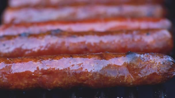 Close Sausages Grill — Stock video