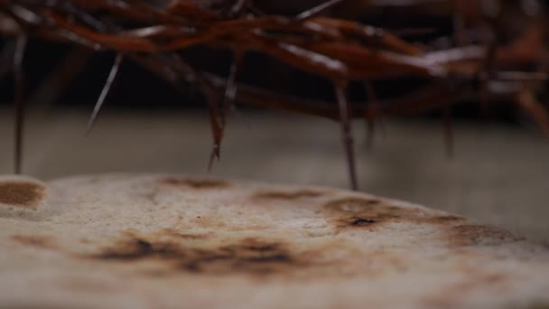 Trnová Koruna Chléb Víno Reprezentující Přijímání Křesťan — Stock video