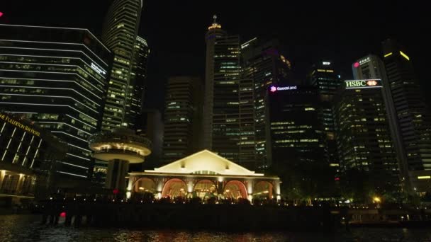 Vista Notturna Del Clifford Pier Singapore — Video Stock