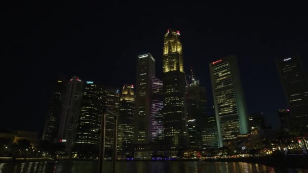 Singapore Downtown Core Nachts — Stockvideo