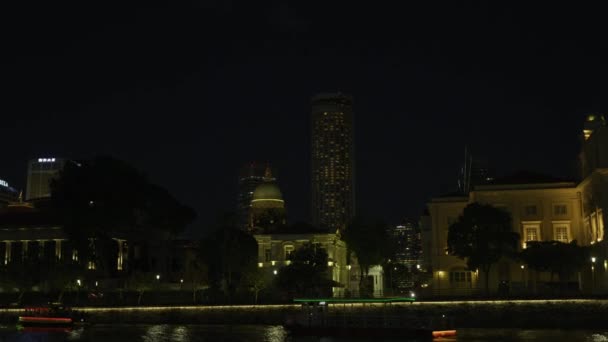 Nachtzicht Van Hotel Swissotel Stamford Singapore — Stockvideo