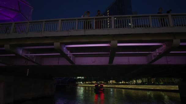 Night View Read Bridge Singapore — Stock video