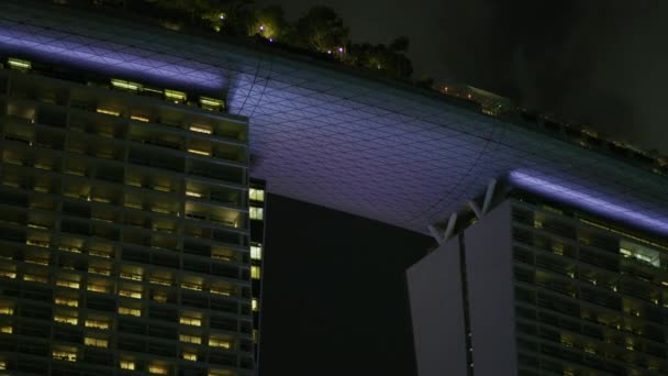 Nachtansicht Von Marina Bay Sands Hotel Und Skypark — Stockvideo