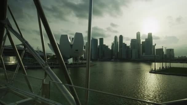 Singapore Downtown Core Seen Helix Bridge — Wideo stockowe