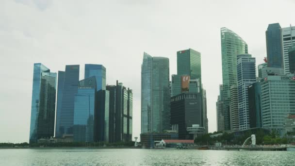 Downtown Core Merlion Statue Singapore — 비디오