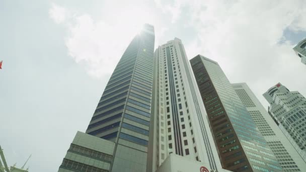 Low Angle View Skyscrapers Singapore — Wideo stockowe