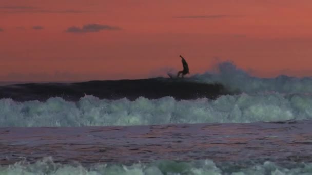 日没時に海でサーフィン — ストック動画