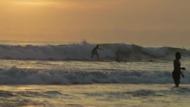 Surfen Tijdens Het Gouden Uur — Stockvideo