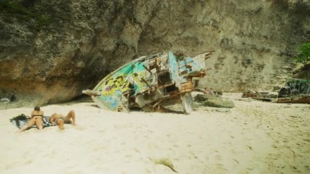 Skeppsbrott Suluban Beach Uluwatu — Stockvideo
