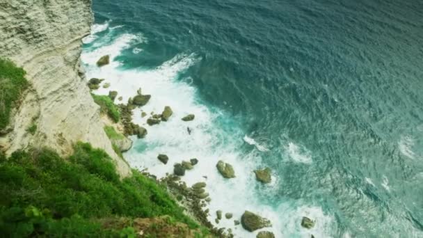 Indiska Oceanen Och Kustklipporna Bali — Stockvideo