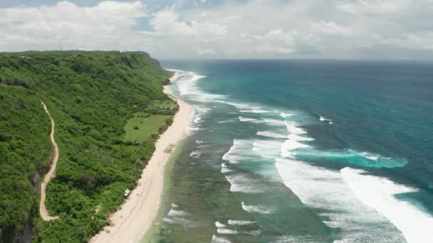 Vista Aérea Playas Largo Costa — Vídeos de Stock