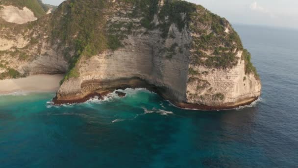 Aéreo Nusa Penida Com Kelingking Beach — Vídeo de Stock